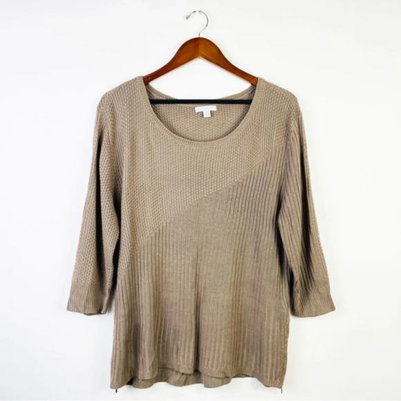 New York & Company Brown Tan‎ Ribbed Sweater Top XL - Picture 1 of 6